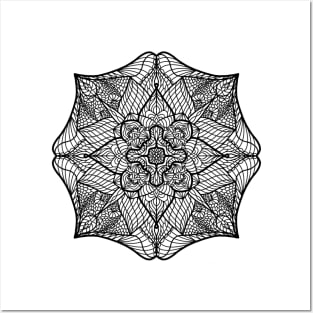 Ornamental Flower Line Art Mandala Posters and Art